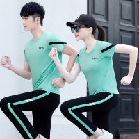 Fast Shipping New Leisure Sports Suit Male WomenS Summer Short -Sleeved Long Trousers Sweater Two -Piece Thin Youth