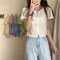 ♤✤ Spring Summer Cardigans For Women Short Sleeves Thin Tops Ice Silk Korean Japanese Fashion Short Coat Sweaters