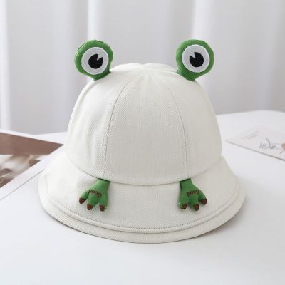 [COD] หมวกกบน่ารักแบบสี่ฤดูหมวกชาวประมงแฟชั่นสไตล์เกาหลีแมทช์ลุคง่ายหมวกกันแดดลายการ์ตูนสำหรับนักเรียน