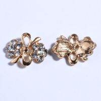 10PCS 14x20MM Vintage Bows Shape Crystal Buttons For Clothing Shoes Decoration Rhinestone Button For Wedding Home