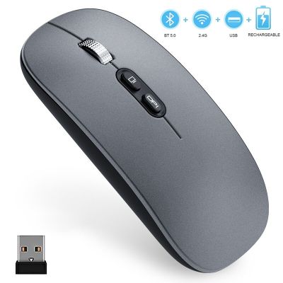 Slim Dual Mode Bluetooth Wireless Mouse Bluetooth 5.0 2.4G Wireless Rechargeable Wireless Mouse with 3 Adjustable DPI