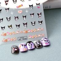 ♤♨◙ Kuromi Anime Cartoon Three-dimensional New Craft Thin Tough Manicure Stickers Thin Transparent Back Glue Nail Stickers