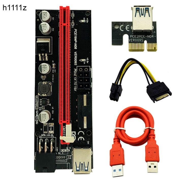 sell-well-huilopker-mall-pcie-riser-6pin-16x-อะแดปเตอร์2-leds-express-sata-สายไฟและสาย-usb-3-0ขนาด60ซม-สำหรับ-btc-miner-antminer-mining