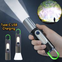 Mini High Power LED Flashlights Outdoor Multi-Function Strong Light Camping Tent Hook Lighting USB Charging Portable Tools Rechargeable  Flashlights