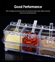 4 In 1 Transparent Seasoning Box Four Grid Four In One Seasoning Box With Spoon Seasoning Can Set Kitchen Utensils Supplies Home