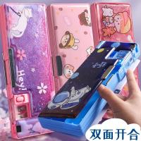 Internet celebrity quicksand multifunctional pencil case ins trendy girls primary school birthday simple pencil case for first grade girls 【APR】