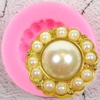 Vintage Pearl Button Silicone Mold Wedding Cupcake Topper Fondant Cake Decorating Tools Jewelry Resin Clay Candy Chocolate Mould Bread  Cake Cookie Ac