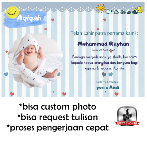 60pcs Kartu Ucapan Tasyakuran Aqiqah Kelahiran Anak Bayi | Lazada Indonesia