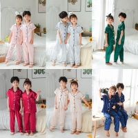 【Ready Stock】 ▣☞✑ C22 [MEGS] Baju Tidur Budak Ready Stock 2Pcs Set of Unisex Boy Girl Satin Premium quality clothes and pajamas set baju T