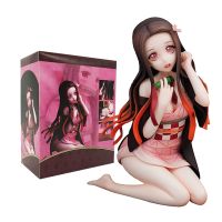 oakcke Hot 12CM Figure Kamado Nezuko Anime Demon Slayer Seated Undressing Sexy Doll Model PVC Static Collection Gift Ornament