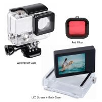 Accessories For Gopro 4 3+LCD Bacpac External Viewin Display Screen+Waterproof Case Housing Cover For Go Pro Hero 4 3+ Mount