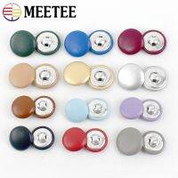 Meetee 50Pcs 11-28mm Leather Covered Button for Jacket Coat Decorative Buckle Round Shank Buttons Clothes Sewing Clasp Accessory Haberdashery