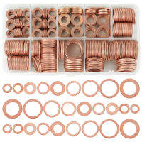 400/300/280/200/150/100Pcs Washer Copper Washer Gasket Nut and Bolt Set Flat Ring Seal Assortment Kit with Box for Sump Plugs Nails Screws Fasteners