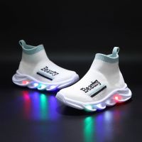 Size 21-30 Baby Luminous Sock Shoes Kids Glowing LED Shoes With Lights Children Knitting Light Sneakers For Boys Girls 1-6 y