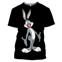 3D Mens Cartoon Rabbit t shirt Black T shirt Tops Harajuku Short Sleeve Summer Fun T-shirts Animal Graphic T-shirt men XXS-6XL