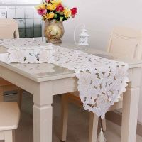 40*15040*176 cm Lace Flowers Table Runner Embroidered Dining Room Tablecloth Cover Party Banquet Wedding Decoration White