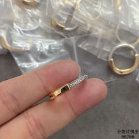 V Gold CNC Carved T Home Lock Head Ring Niche Design 18K Rose Gold Color Separation Ring Wholesale Fashion All-Match