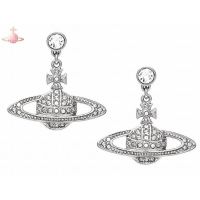 Vivienne Westwood British Counter Purchasing Classic 2021 Vivienne Westwood Rhinestone Saturn Silver Long Earrings