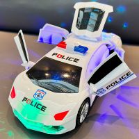 [AhQ ornaments] Electric Dancing Deformation Rotating Universal Police Car Boy Toy Children Girl Music Luminous Car