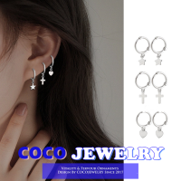 COCOJEWELRY ต่างหูแฟชั่นต่างหูรูปดาวห้าแฉกรูปหัวใจแบบเรียบง่ายต่างหูรูปไม้กางเขนสดใส