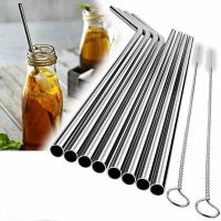 10Pcs Reusable Metal Drinking Straws 304 Stainless Steel Sturdy Bent Straight Drinks Straw