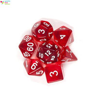 LT【ready stock】7Pcs/Set Translucent Polyhedral Dice Set for Dungeons Dragons Pathfinder D&amp;D RPG (D4 D6 D8 D10 D12 D20 D%)1【cod】