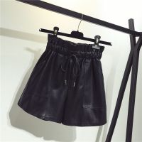 【hot】 New Waist Laced Up Shorts Bud Wide Leg Leather Korean Loose Street