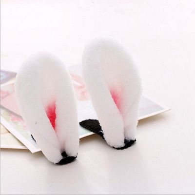 1 Pair Fluffy Rabbit Bunny Ear Hair Clips Easter Cosplay Party Headwear Hairpins Hair Accessories for Women Halloween Decoration