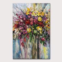 Mintura Wall Picture for Living Room Oil Paintings on Canvas Hand Painted Flowers of Different Colors Office Decor Art No Frame