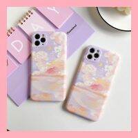 ภาพวาดสีน้ำมันสีชมพูเมฆเหมาะสำหรับ13/14Promax Apple Xs/Xr เคสมือถือ Iphone11เคสนิ่ม12สไตล์เกาหลี