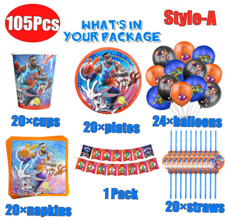 Space Jam Birthday Party Decoration Disposable Tableware Set Tune Squad ...