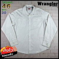 Wrangler®แท้ อก 46 เสื้อเชิ้ตผู้ชาย แรงเลอร์ สีขาว เสื้อแขนยาว เนื้อผ้าดี เสื้อยีนส์บาง เสื้อวินเทจ