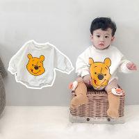 ชุดจัมพ์สูทสําหรับเด็กทารกผู้ชายผู้หญิงผ้าฝ้ายแขนยาวลายการ์ตูน Winnie Bear