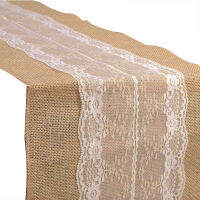 Burlap Hessian ผ้าปูโต๊ะลูกไม้วันขอบคุณพระเจ้าคริสต์มาสตกแต่งชนบทบ้านนอก Barn ของตกแต่งงานแต่งงาน