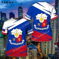 Custom Name PHILIPPINES COAT OF ARMS Flag 3D Print Men T-Shirts Tops Tees Short Sleeve Casual High Quality Milk Fiber Round Neck