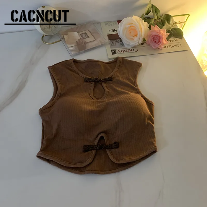 cacncut-กระดุมสไตล์จีนย้อนยุคแผ่นดิสก์เสื้อหน้าอกแขนกุดมีแผ่นหน้าอกหนึ่งเสื้อแนบเนื้อด้วย-spice-cutout-heart-spice-desire-top