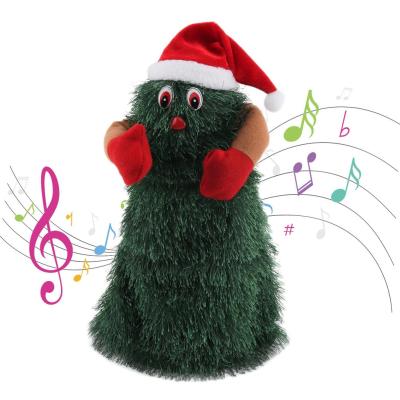[Easybuy88] ต้นไม้ของเล่นไฟฟ้าคริสต์มาสซานตาคลอสของเล่นเต้นของเล่นที่มีดนตรีหมุนได้สำหรับเพื่อนหรือเด็ก12นิ้ว