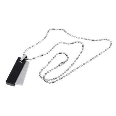 2X Fashion Men Jewelry 316L Stainless Steel Movable Square Column Titanium Steel Necklaces Pendants with Bamboo Chain