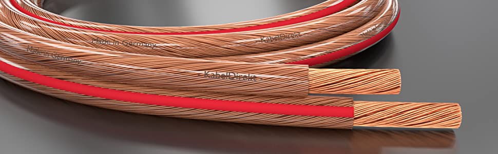 KabelDirekt AWG 16 Speaker Wire for Audiophiles and HiFi Systems 99.9% Purity Copper Wiring and Polarity Markings Oxygen-Free 50 feet 16 Gauge Audio Wire Speaker Cable