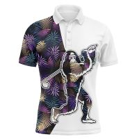 Male Polo Shirts Mens Summer Sport Golf Shirts 3d Printed Monkey Pattern Man Short Sleeve Tshirts Holiday Lapel Button Clothing Towels