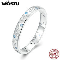 WOSTU Real 925 Sterling Silver Snowflower Blue White Zircon Band Rings For Women Girl Snow &amp; Ice Ring Winter Jewelry Xmas Gift2023