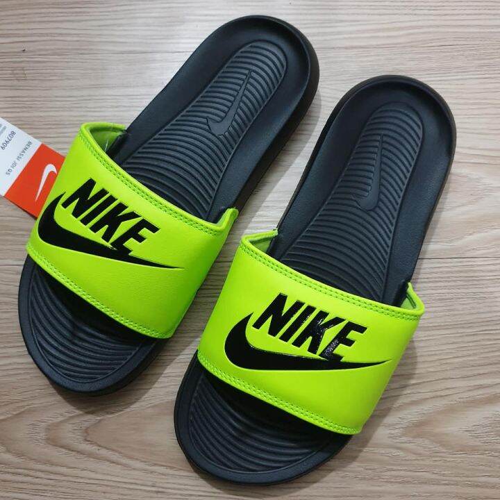 N!kee Neon Green Slides Sandals Flip-Flops Slippers For Men | Lazada PH