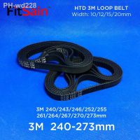 FitSain-HTD 3M Timing Belt 240/243/246/252/255/361/264/267/270/273 Rubbe Toothed Belt Closed Loop Synchronous Belt pitch 3mm