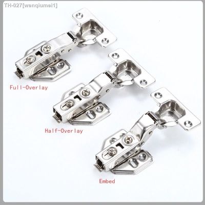 ☫▣ 4Pcs Hinge Stainless Steel Hydraulic Cabinet Door Hinges Damper Buffer Soft Close Kitchen Cupboard Furniture Full/Embed