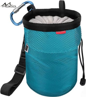 Moko Climbing Chalk Bag, No Leak Drawstring Closure Bag With Adjustable Belt, Carabiner Clip And Zippered Pockets For Climbing,ยิมนาสติก,ครอสฟิต,ยกน้ำหนัก &amp; อื่นๆ