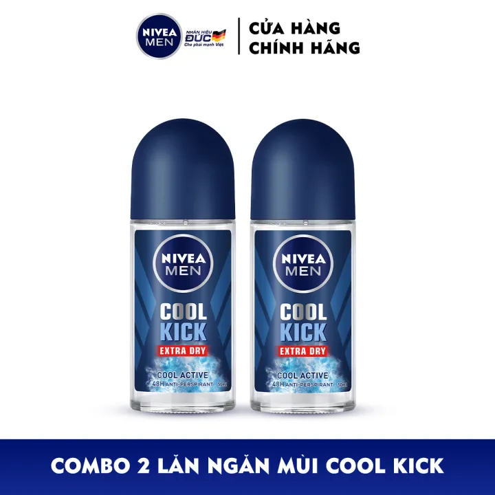 Combo 2 Lăn ngăn mùi NIVEA MEN Cool Kick Mát Lạnh - Thơm năng động (50ml) - 82886