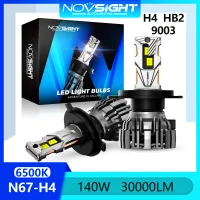 Novsight N67 H4 9003 HB2 หลอดไฟหน้า LED 140W 30000LM 6500K Super Bright ไฟ LED สำหรับรถไฟสูง/ไฟต่ำ Plug and Play 2 ชิ้นรับประกัน 1 ปีจัดส่งฟรี