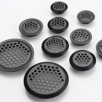 4pcs Wardrobe Cabinet Mesh Hole Black Air Vent Louver Ventilation Cover Stainless Steel Black color Exhaust Fans