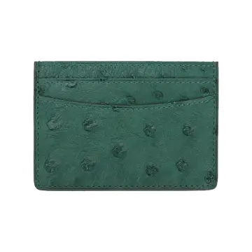 Mens Green Genuine Ostrich Leather Wallet Luxury Credit Card Holder Luxury  Gift