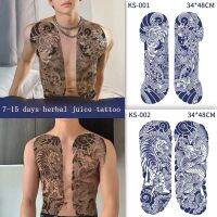 Japanese Cardigan Herbal Tattoo Stickers Waterproof Men Women Full Back Vegetation Semi-permanent Prajna Flower Arm Fake Tattoos